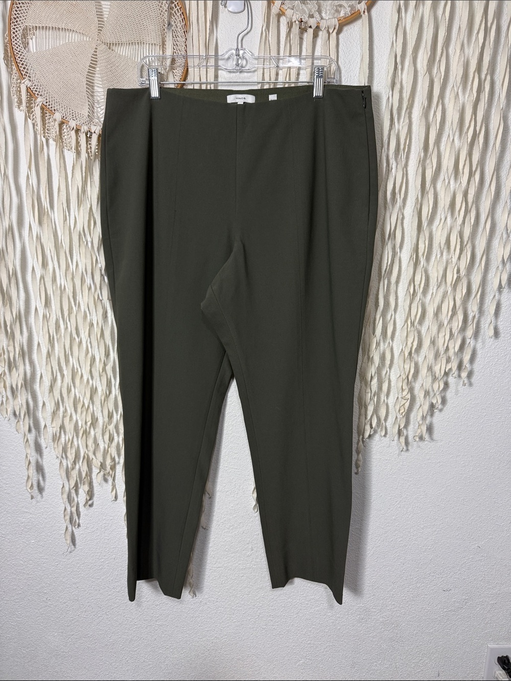 Vince Women's Olive Green Side Zip Tapered Leg Pant Size XXL